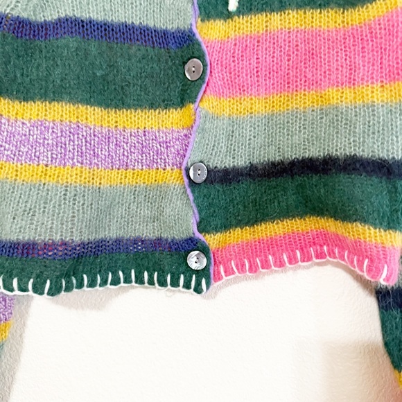 Yanyan Knits Alpaca Stripe Logo Multicolored Button Cardigan Sweater size small - Picture 15 of 15